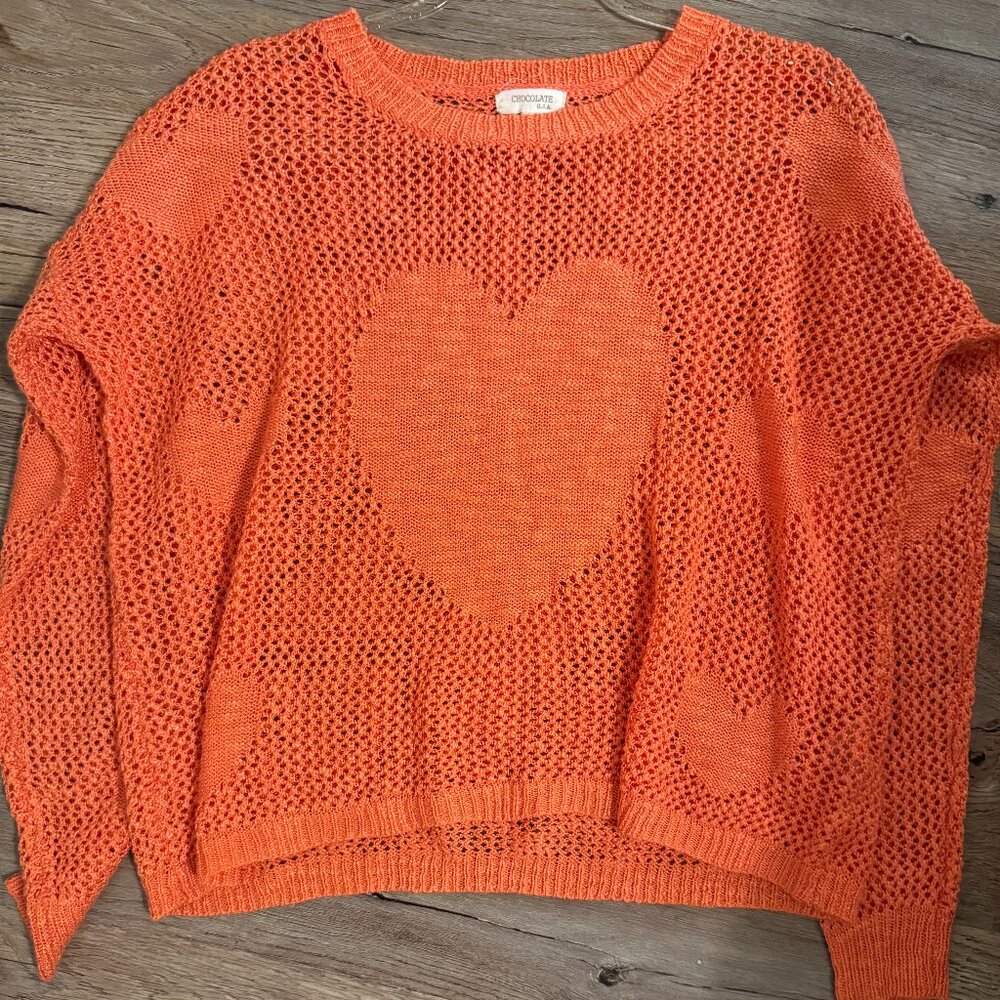 Women's Orange- Chocolate USA Brand -Size Small Knit Sweater